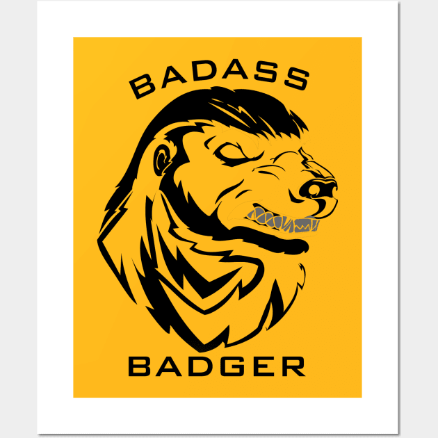 Badass Honey Badger T Shirt Wall Art by AdventureWizardLizard